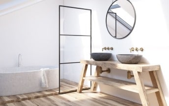 baño madera destacada